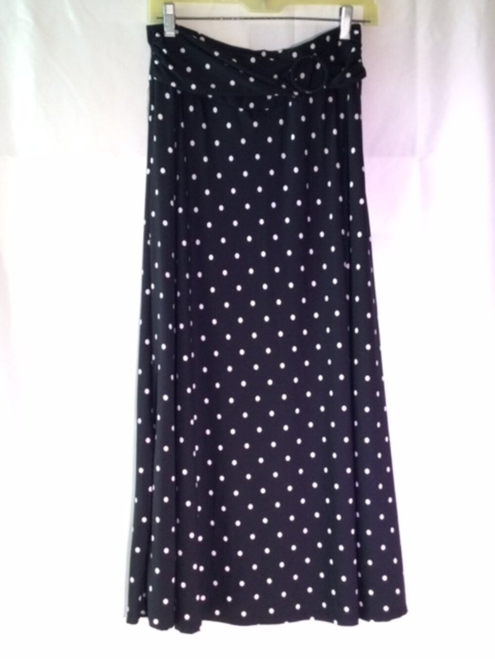 Robert Louis Classic Black White Polka Dot Maxi Skirt Women's